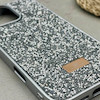 قاب گوشی iPhone 16 Pro Max آیفون نگین دار سواروسکی SWAROVSKI پلاک فلزی نقره ای کد 151393