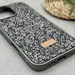 قاب گوشی iPhone 16 Pro Max آیفون نگین دار سواروسکی SWAROVSKI پلاک فلزی خاکستری کد 151395