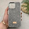 قاب گوشی iPhone 16 Pro Max آیفون نگین دار سواروسکی SWAROVSKI پلاک فلزی خاکستری کد 151395