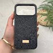 قاب گوشی iPhone 17 Pro Max آیفون نگین دار سواروسکی SWAROVSKI پلاک فلزی مشکی کد 151400