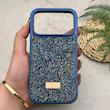 قاب گوشی iPhone 17 Pro آیفون نگین دار سواروسکی SWAROVSKI پلاک فلزی سرمه ای کد 151408