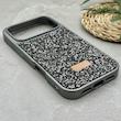 قاب گوشی iPhone 17 Pro آیفون نگین دار سواروسکی SWAROVSKI پلاک فلزی خاکستری کد 151410