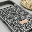 قاب گوشی iPhone 17 Pro آیفون نگین دار سواروسکی SWAROVSKI پلاک فلزی خاکستری کد 151410