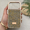 قاب گوشی iPhone 17 Pro آیفون نگین دار سواروسکی SWAROVSKI پلاک فلزی طلایی کد 151411