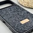 قاب گوشی iPhone 17 Pro آیفون نگین دار سواروسکی SWAROVSKI پلاک فلزی مشکی کد 151412