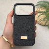 قاب گوشی iPhone 17 Pro آیفون نگین دار سواروسکی SWAROVSKI پلاک فلزی مشکی کد 151412