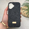 قاب گوشی iPhone 17 آیفون نگین دار سواروسکی SWAROVSKI پلاک فلزی مشکی کد 151413