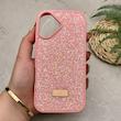 قاب گوشی iPhone 17 آیفون نگین دار سواروسکی SWAROVSKI پلاک فلزی صورتی کد 151414