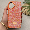 قاب گوشی iPhone 17 آیفون نگین دار سواروسکی SWAROVSKI پلاک فلزی نارنجی کد 151415