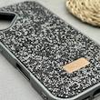 قاب گوشی iPhone 17 آیفون نگین دار سواروسکی SWAROVSKI پلاک فلزی خاکستری کد 151417
