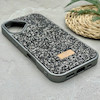 قاب گوشی iPhone 17 آیفون نگین دار سواروسکی SWAROVSKI پلاک فلزی خاکستری کد 151417