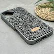 قاب گوشی iPhone 17 آیفون نگین دار سواروسکی SWAROVSKI پلاک فلزی خاکستری کد 151417