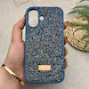 قاب گوشی iPhone 16 آیفون نگین دار سواروسکی SWAROVSKI پلاک فلزی سرمه ای کد 151421
