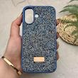 قاب گوشی iPhone 16 آیفون نگین دار سواروسکی SWAROVSKI پلاک فلزی سرمه ای کد 151421