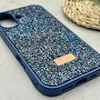 قاب گوشی iPhone 16 آیفون نگین دار سواروسکی SWAROVSKI پلاک فلزی سرمه ای کد 151421