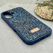 قاب گوشی iPhone 16 آیفون نگین دار سواروسکی SWAROVSKI پلاک فلزی سرمه ای کد 151421
