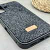 قاب گوشی iPhone 16 آیفون نگین دار سواروسکی SWAROVSKI پلاک فلزی مشکی کد 151422