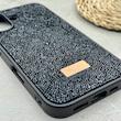 قاب گوشی iPhone 16 آیفون نگین دار سواروسکی SWAROVSKI پلاک فلزی مشکی کد 151422