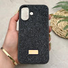 قاب گوشی iPhone 16 آیفون نگین دار سواروسکی SWAROVSKI پلاک فلزی مشکی کد 151422
