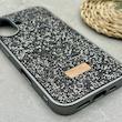 قاب گوشی iPhone 16 آیفون نگین دار سواروسکی SWAROVSKI پلاک فلزی خاکستری کد 151423