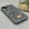 قاب گوشی iPhone 16 آیفون نگین دار سواروسکی SWAROVSKI پلاک فلزی خاکستری کد 151423