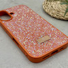 قاب گوشی iPhone 16 آیفون نگین دار سواروسکی SWAROVSKI پلاک فلزی نارنجی کد 151424