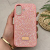 قاب گوشی iPhone 16 آیفون نگین دار سواروسکی SWAROVSKI پلاک فلزی صورتی کد 151425