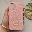 قاب گوشی iPhone 16 آیفون نگین دار سواروسکی SWAROVSKI پلاک فلزی صورتی کد 151425