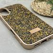 قاب گوشی iPhone 16 آیفون نگین دار سواروسکی SWAROVSKI پلاک فلزی طلایی کد 151426