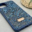 قاب گوشی iPhone 13 - 14 آیفون نگین دار سواروسکی SWAROVSKI پلاک فلزی سرمه ای کد 151434