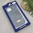 قاب گوشی iPhone 13 - 14 آیفون نگین دار سواروسکی SWAROVSKI پلاک فلزی سرمه ای کد 151434