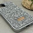 قاب گوشی iPhone 13 - 14 آیفون نگین دار سواروسکی SWAROVSKI پلاک فلزی نقره ای کد 151435