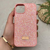 قاب گوشی iPhone 13 - 14 آیفون نگین دار سواروسکی SWAROVSKI پلاک فلزی صورتی کد 151436