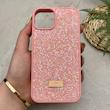 قاب گوشی iPhone 13 - 14 آیفون نگین دار سواروسکی SWAROVSKI پلاک فلزی صورتی کد 151436