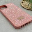 قاب گوشی iPhone 13 - 14 آیفون نگین دار سواروسکی SWAROVSKI پلاک فلزی صورتی کد 151436