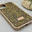 قاب گوشی iPhone 13 - 14 آیفون نگین دار سواروسکی SWAROVSKI پلاک فلزی طلایی کد 151438