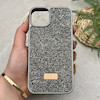 قاب گوشی iPhone 13 - 14 آیفون نگین دار سواروسکی SWAROVSKI پلاک فلزی خاکستری کد 151439