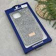 قاب گوشی iPhone 13 - 14 آیفون نگین دار سواروسکی SWAROVSKI پلاک فلزی خاکستری کد 151439