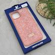 قاب گوشی iPhone 13 - 14 آیفون نگین دار سواروسکی SWAROVSKI پلاک فلزی نارنجی کد 151440