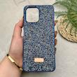 قاب گوشی Redmi 12 - Poco M6 Pro 5G شیائومی نگین دار سواروسکی SWAROVSKI پلاک فلزی سرمه ای کد 151458