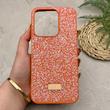قاب گوشی Redmi 15C - Poco C85 شیائومی نگین دار سواروسکی SWAROVSKI پلاک فلزی نارنجی کد 151481