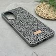 قاب گوشی Redmi A5 - Poco C71 شیائومی نگین دار سواروسکی SWAROVSKI پلاک فلزی خاکستری کد 151486