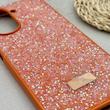 قاب گوشی Redmi A5 - Poco C71 شیائومی نگین دار سواروسکی SWAROVSKI پلاک فلزی نارنجی کد 151487