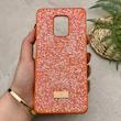قاب گوشی Redmi Note 9S - Redmi Note 9 Pro شیائومی نگین دار سواروسکی SWAROVSKI پلاک فلزی نارنجی کد 151505