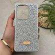 قاب گوشی Redmi Note 13 Pro 4G - Poco M6 Pro 4G - Redmi Note 14S شیائومی نگین دار سواروسکی SWAROVSKI پلاک فلزی نقره ای کد 151550