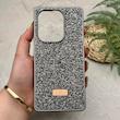 قاب گوشی Redmi Note 13 Pro 4G - Poco M6 Pro 4G - Redmi Note 14S شیائومی نگین دار سواروسکی SWAROVSKI پلاک فلزی خاکستری کد 151553