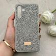 قاب گوشی Galaxy A16 سامسونگ نگین دار سواروسکی SWAROVSKI پلاک فلزی خاکستری کد 150803