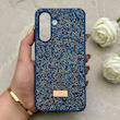 قاب گوشی Galaxy A36 سامسونگ نگین دار سواروسکی SWAROVSKI پلاک فلزی سرمه ای کد 152972