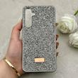 قاب گوشی Galaxy A55 سامسونگ نگین دار سواروسکی SWAROVSKI پلاک فلزی خاکستری کد 152994