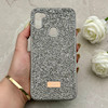 قاب گوشی Galaxy A11 - M11 سامسونگ نگین دار سواروسکی SWAROVSKI پلاک فلزی خاکستری کد 153002